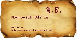 Modrovich Bács névjegykártya